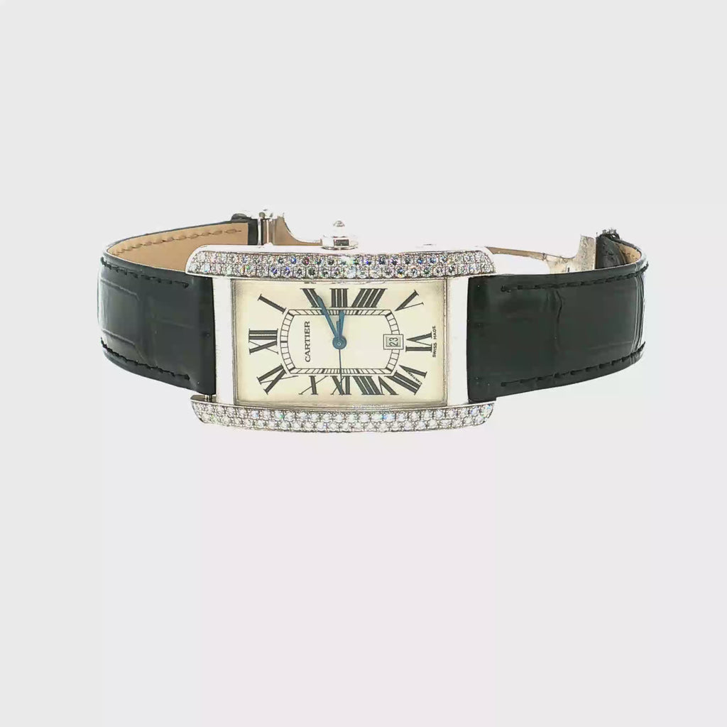 Cartier Tank Américaine White Gold Diamond-Set Wristwatch