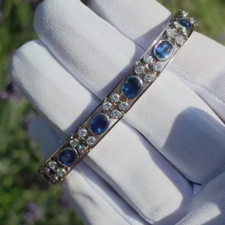 Weißgold Kettenarmband mit Saphiren in Königsblau