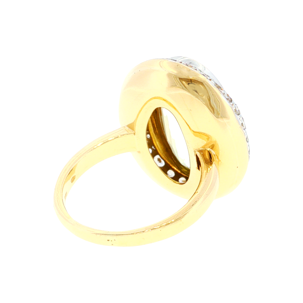 Gold-Beryll Ring mit Diamant-Halo in Weiß- und Gelbgold