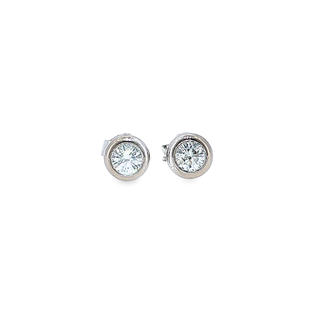 Klassische Diamant-Ohrstecker ca. 0,6ct mit Zargenfassung in 18kt Weißgold