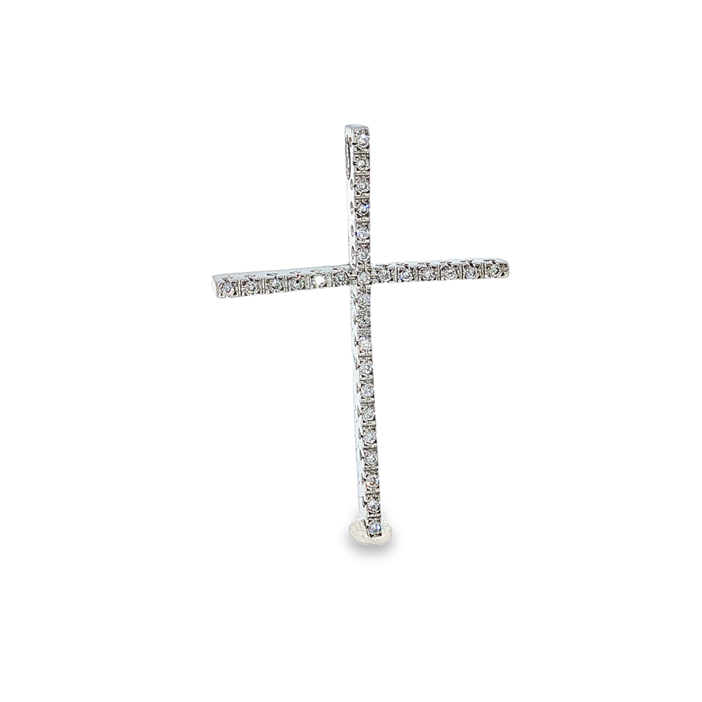 Kreuzanhänger mit Diamanten in Weißgold